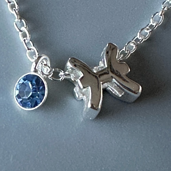 Sterling Silver Aquamarine Pisces Necklace - Picture 7 of 9